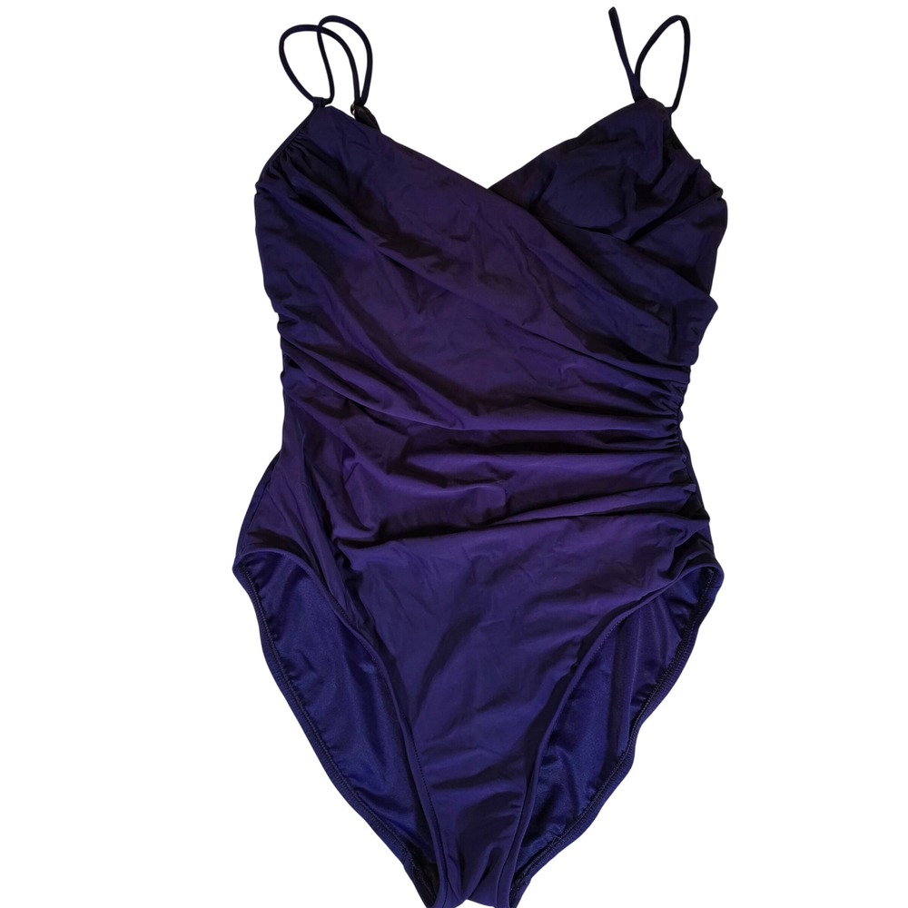 Magicsuit Purple One Piece Swimsuit Womens 16 Underwire Ruched Tummy Control